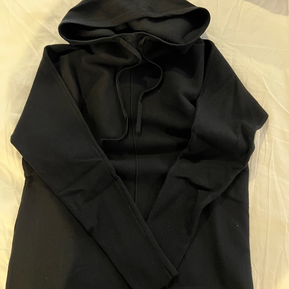 Banana Republic Black Sweater with Hood and Drawstrings